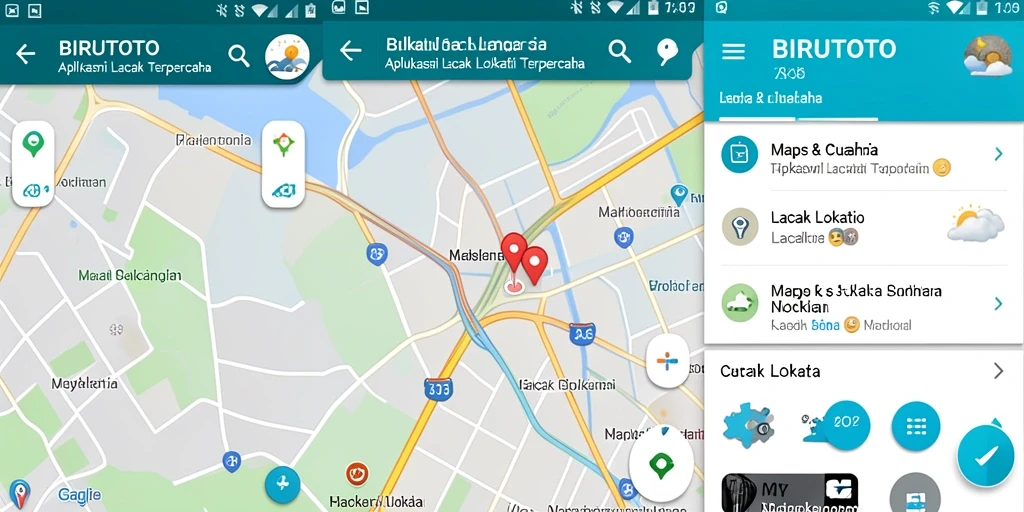 Antarmuka utama BIRUTOTO menampilkan fungsi Lacak Lokasi dengan jelas.