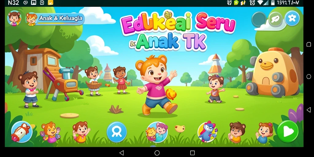Antarmuka aplikasi N32 yang menarik dan edukatif untuk anak-anak.