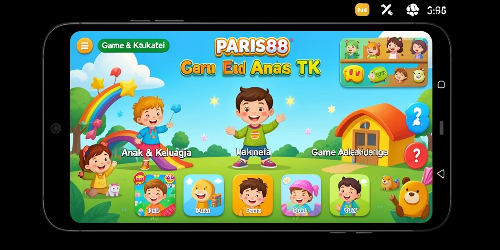 Tampilan antarmuka yang menarik dan ramah anak pada PARIS88.