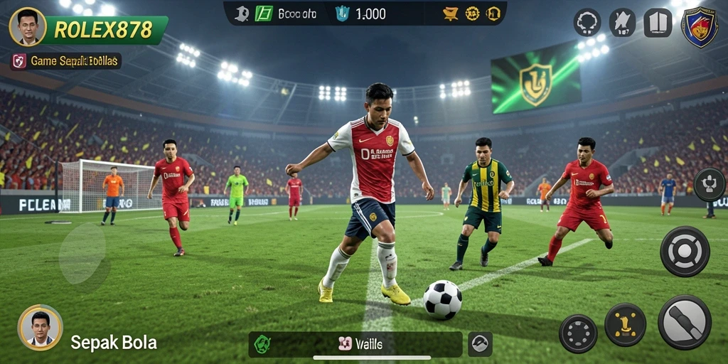 Antarmuka pengguna ROLEX878 yang menarik dalam game Sepak Bola.